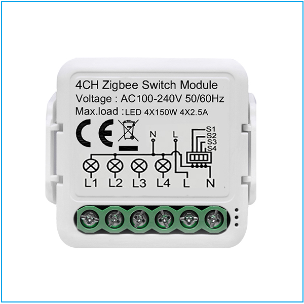 4 channel zigbee switch module mini smart lighting module 