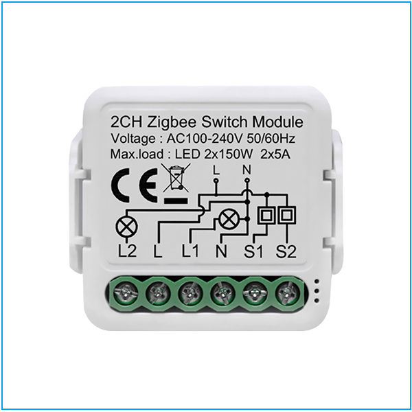 2 channel zigbee switch module on-off lighting relay module 